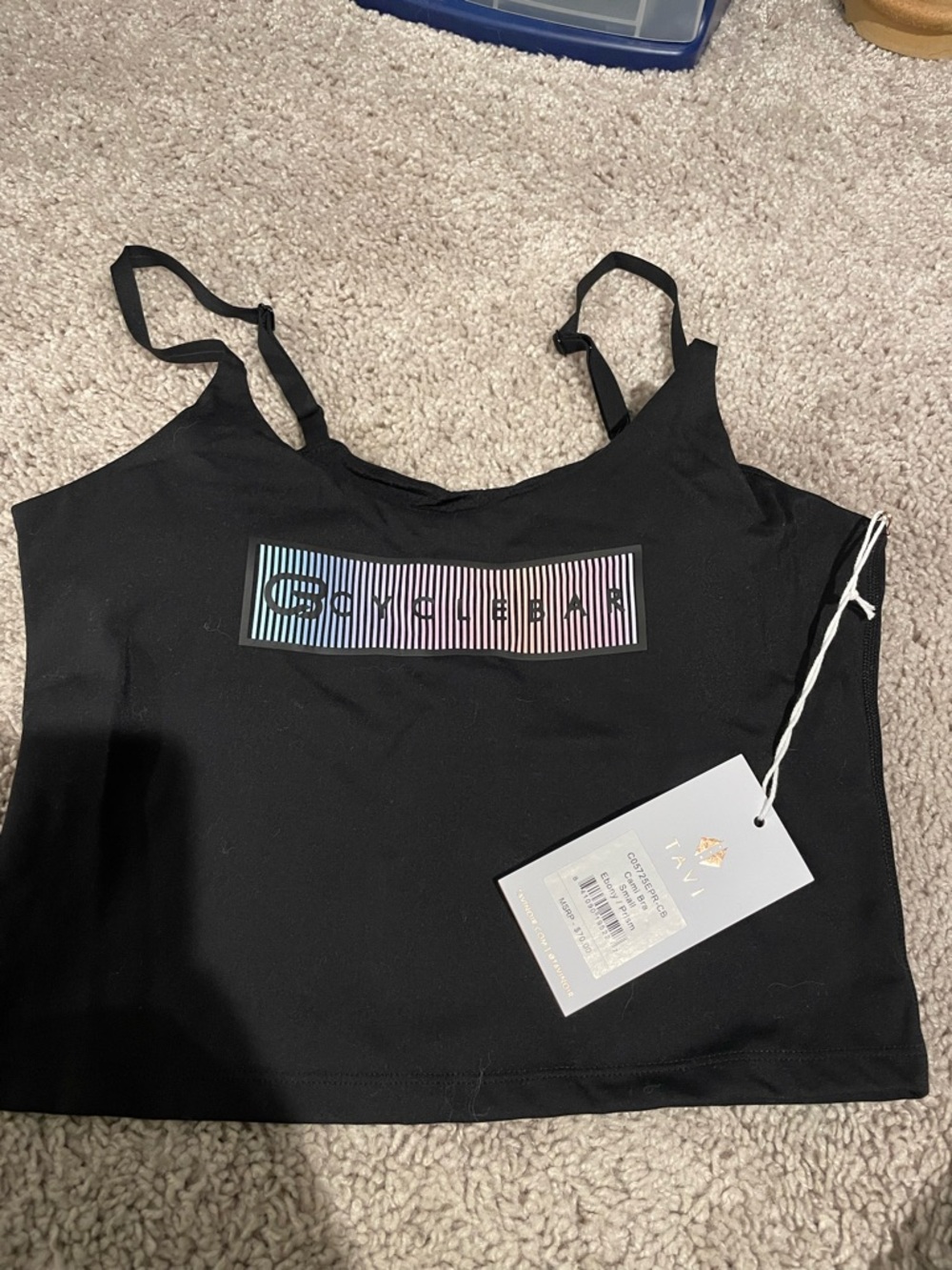 Black Cyclebar Holographic Logo Crop Camisole